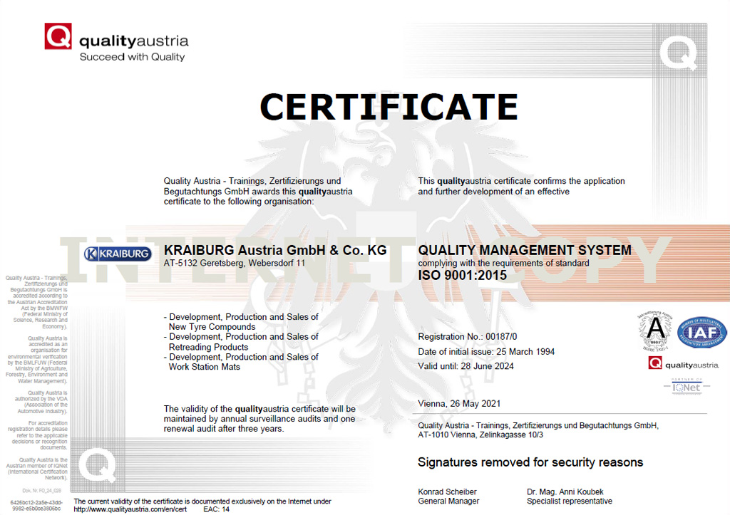 Kraiburg Certifikat
